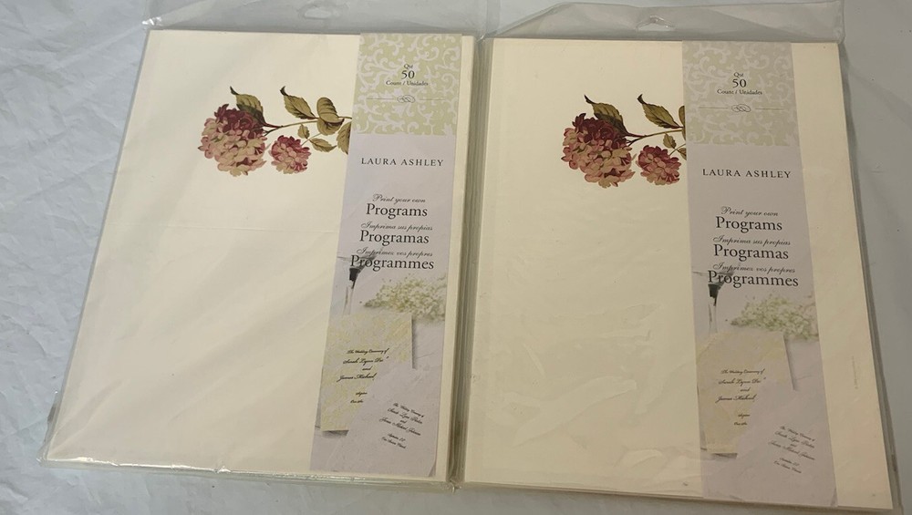 New Laura Ashley Gartner studios 2/50 Count Print Your Programs 8.5 X 11 Read