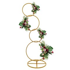 Gold Metal Round Hoop Flower Stand, Detachable Backdrop for Weddings