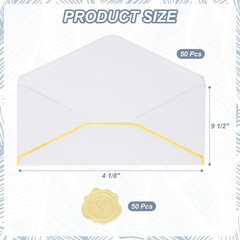 Envelope 4 1/8 x 9 1/2 inch with gold edge, for 50 pcs V fins, white