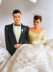 Vintage 1950s Bride & Groom Wedding Cake Topper w/Original Box Custom Built