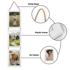 Lavezee 5×7 White Hanging Collage Picture Frames Set of 2, 6 Opening Vertical…