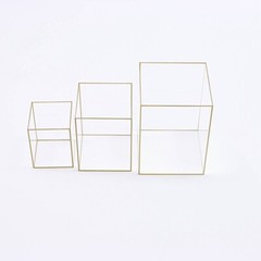 3 Gold Clear Acrylic Metal Frame CANDLE HOLDERS Party Events Centerpieces