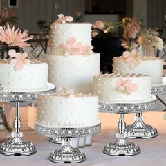 12-Piece Silver Cake Stand Set Vintage Cake Stand W/ Crystal Edge & Cupcake