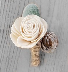Natural Cream Bridal Bouquet Bark Skin Sola Wood Bridesmaid Wedding Flowers