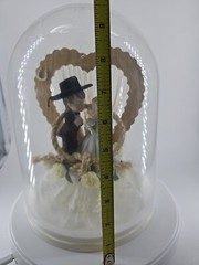 Roped with Love ~ Western Cake Topper Groom Black Cowboy Hat Bride in White READ