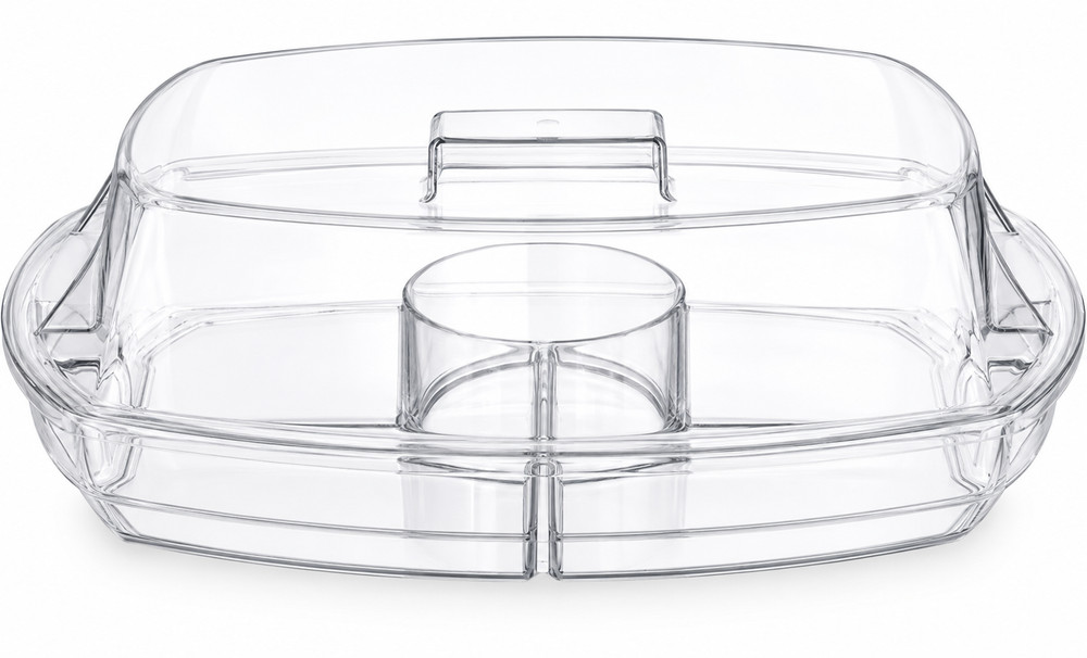 Chilled Appetizer Tray with Lid Ice Serving Platter for Parties 15 Inch