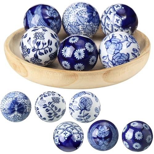 6 Pcs Blue and White Porcelain Balls Chinoiserie Decor Decorative Pattern 2