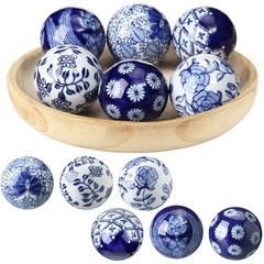 6 Pcs Blue and White Porcelain Balls Chinoiserie Decor Decorative Pattern 2