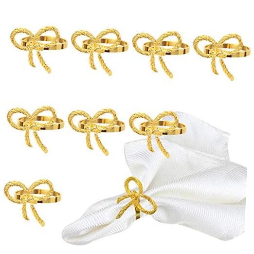 Pack of Napkin Rings Alloy Hollow Out Flower Napkin Holder Dinning 18 gold