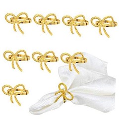 Pack of Napkin Rings Alloy Hollow Out Flower Napkin Holder Dinning 18 gold