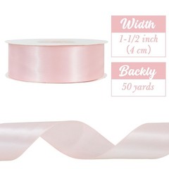 TONIFUL 1 1/2 Inch x 50yd Light Pink Satin Ribbon Solid Fabric Ribbon for Gif…
