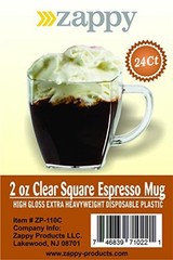 zappy Square 2 Oz Mini Coffee Espresso Cups – 24 Ct – Clear
