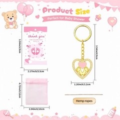 10Pcs Heart Shape Baby Feet Keyrings For Baby Showers Gender Announcement Gift