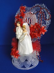 New 40th Wedding Anniversary Heart decor caketop with Bride & Groom #21