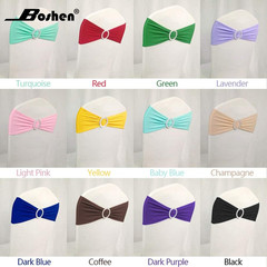 100PCS Stretch Chair Sashes Bows Chair Bands with Buckle for Wedding Hotel Banqu
