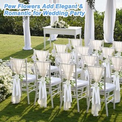 6Pcs Wedding Aisle Decorations Pew Flowers Chair Artificial Flowers White