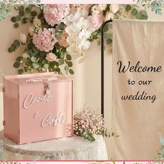 Light Pink Acrylic Wedding Card Box Slot Lock 10x6x10 Inch Money Gift Party