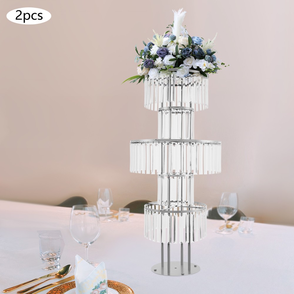 2 PCS 110 cm/43.3 in Tall Crystal Wedding Flower Stand Vase for Party Decor
