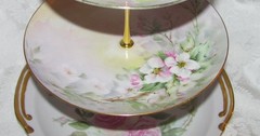 Custom Three Tier Tea Party Cake Stand Made With Vintage Hand Painted Plates