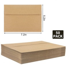 50 Pack Kraft Envelopes,A7 Envelopes,5×7 Envelopes A7(Kraft) 50 Pack, brown