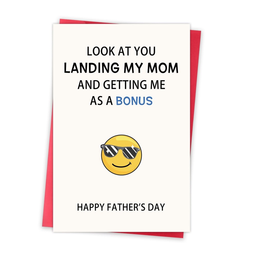 Funny Step Dad Fathers Day Card,Funny Fathers Day Card, Humor Bonus Father’s …