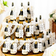 20 Pcs Mini Champagne Bottle Bubbles Wedding Favors with Ribbons & Cards – Party