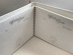 Wedding Guestbook , Red Rose Flowers of Love Shaped Heart, on Musical Drop