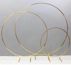 Circle Gold-Plated Shiny Wrought Iron Round Flower Stand Wedding Arch Props Deco