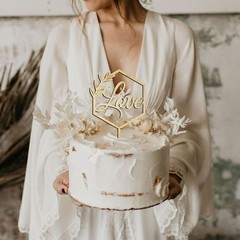 Love Wooden Cake Topper for Wedding Birthday 9×5 Inch (Pack of 1), Unpainted