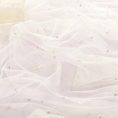 Socomi Pearl Table Runner Tulle Ivory White Summer 10ft X 1pc,