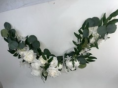White Rose & Greenery Artificial Flower Piece