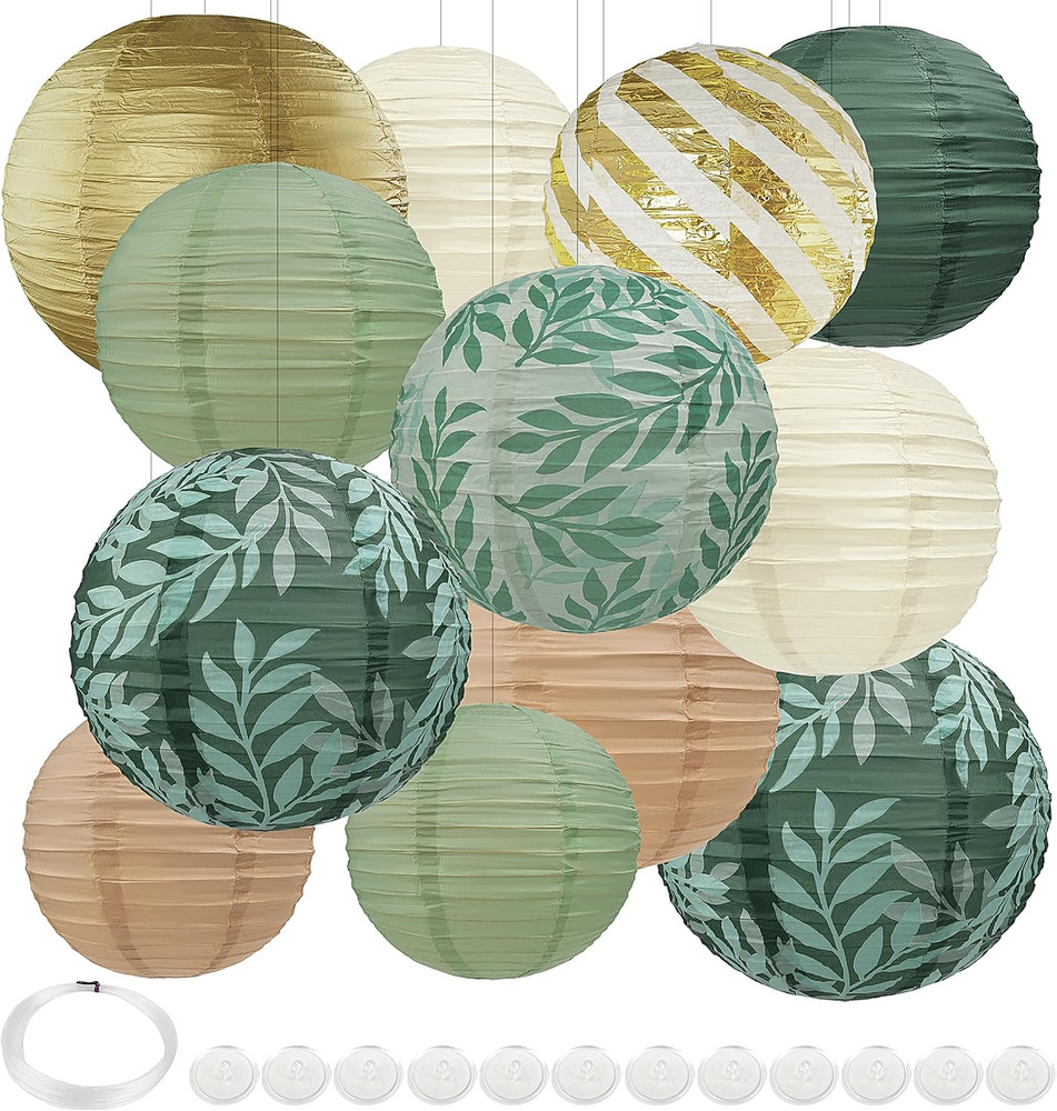 Sage Green Back to School Hanging Paper Lanterns Decorative, 12PCS Sage Green an
