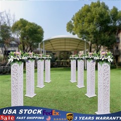 8* Flower Columns w/ LED Lights White PVC Wedding Roman Decorative Column