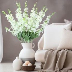 24 Pcs Delphinium Artificial Flower 35.4» Long Larkspur Stem Silk Fake Faux …