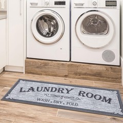 Laundry Room Rug NonSlip Runner Mat StainResistant Gray 20×59 Inch