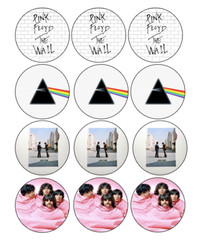 set of 200, 2″ diameter Pink Floyd edible dessert toppers, pre cut