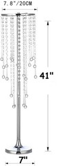 41″Tall Silver Flower Stands for Table Centerpieces w/ Crystal Beads – Set of 2