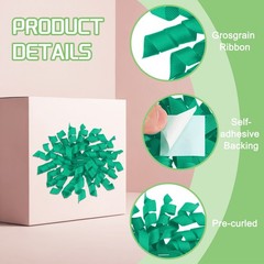 6 Pcs 4 Inch Grosgrain Curly Bows for Gift Wrapping Self-Adhesive Dark Green