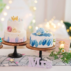 Wooden Cake Stand Wedding: Acacia Wood Cupcake Pedestal Stands round Dessert Ris