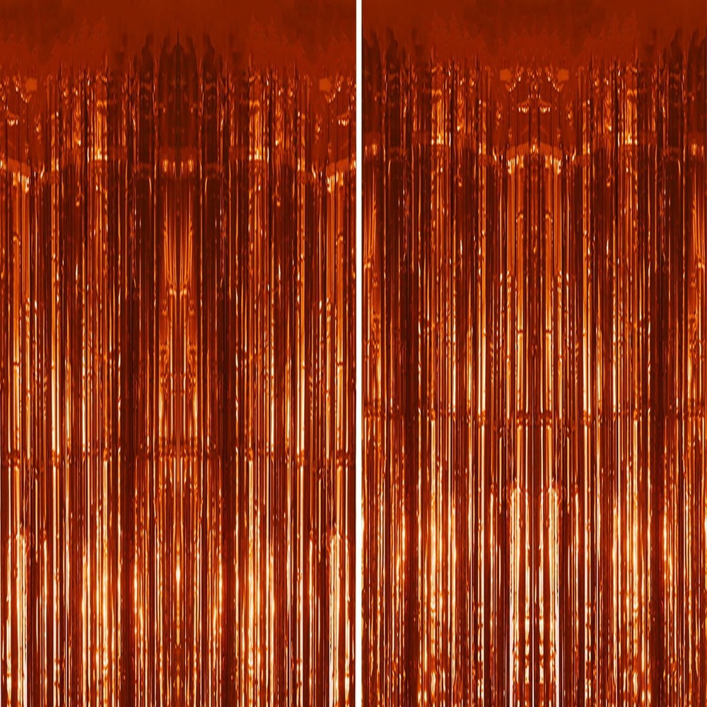 2 Pack Foil Fringe Backdrop – Bronze Shiny Tinsel Curtains for Party Decorati…