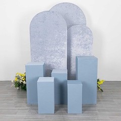 5 DUSTY BLUE Fitted Spandex Rectangular Display STAND COVERS Set Decorations