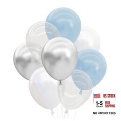 Blue, Pearl White, Clear, Silver, Latex Balloons – 25 pk, 12″ | Cloud Nine