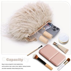 Clutch Purse for Women Fluffy Feather Evening bags Pearl Handbag Vintage Shou…