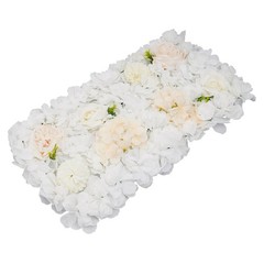 12PCS White Silk Artificial Flower Wall Panels Backdrop With 100 Cable Ties