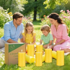 Citronella Candles Outdoor – Set of 6 Pillar 2″ x 4″, Yellow