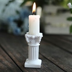 6 White Resin Mini Roman Column Taper CANDLE HOLDERS Set Party Events Supplies