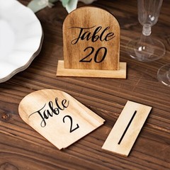 20 Natural 4.5 in Wooden Arch 1-20 TABLE NUMBERS Set Removable Base Events