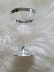 5 oz Clear with Silver Rim Plastic Champagne Flutes Disposable Glasses TABLEWARE