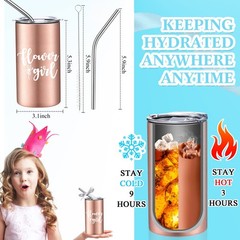 20 Pcs Flower Girl Proposal Gifts Set Water Bottle Tumbler Round Glasses Neck…