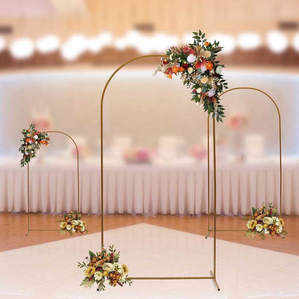 3 Pcs Arch Backdrop Stand Wedding Gold Backdrop Stand For Ceremony Metal Decor